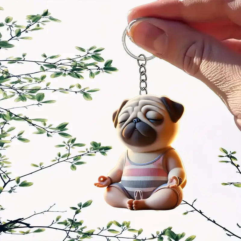 Meditative Dog Acrylic Keychain