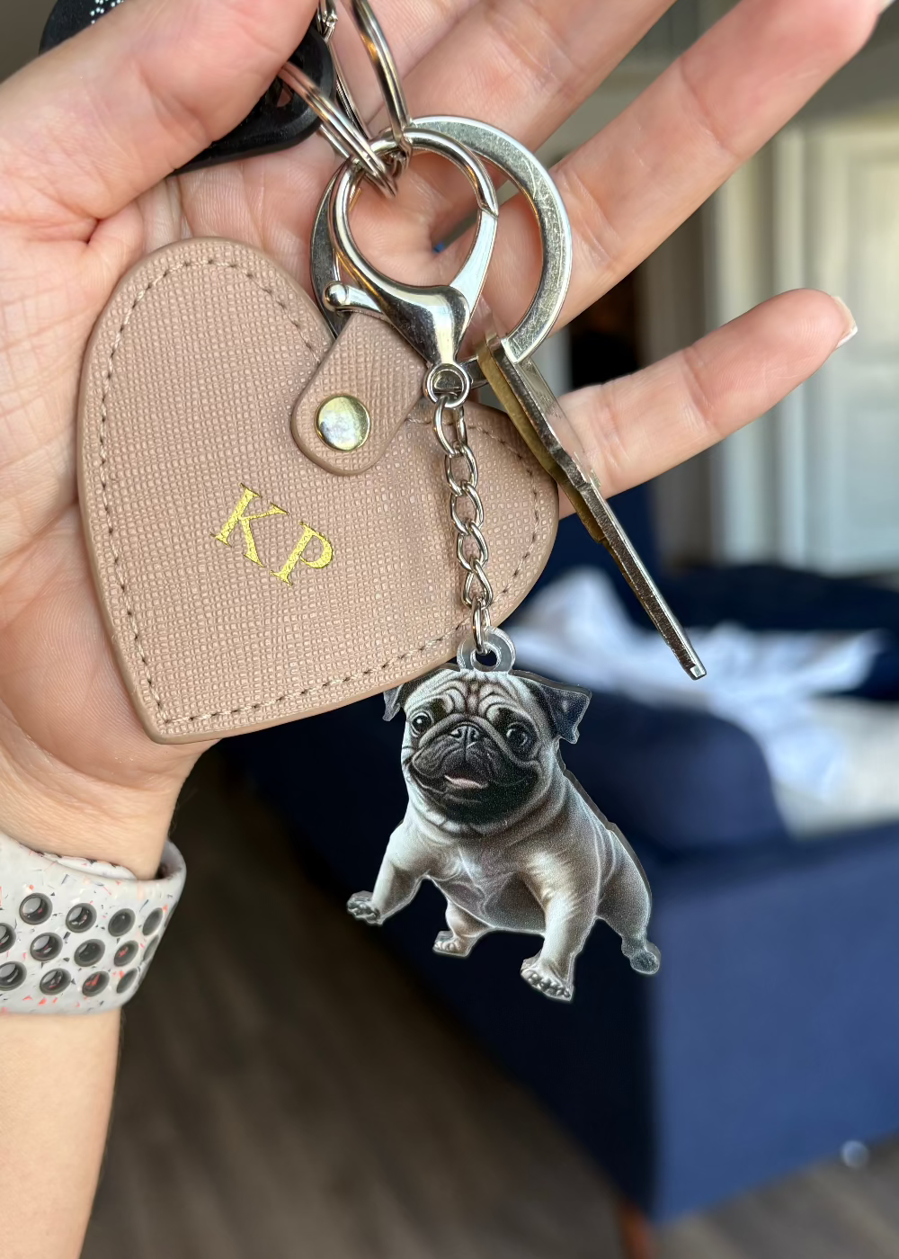 Cartoon Pug Acrylic Keychain