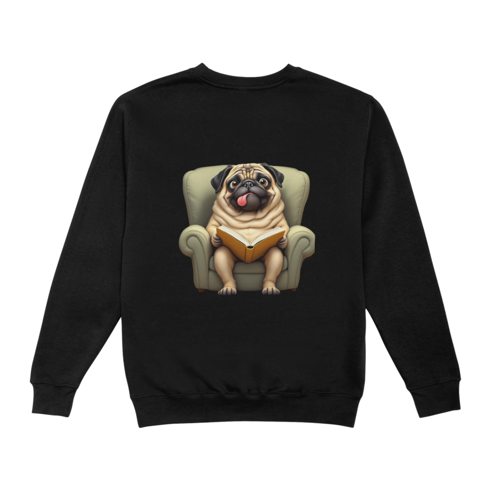 Pug With a Book Sweater
