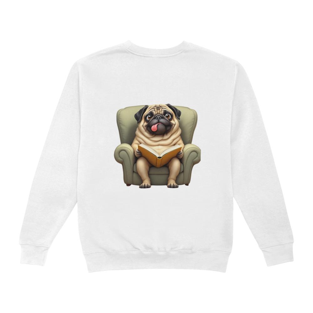 Pug With a Book Sweater