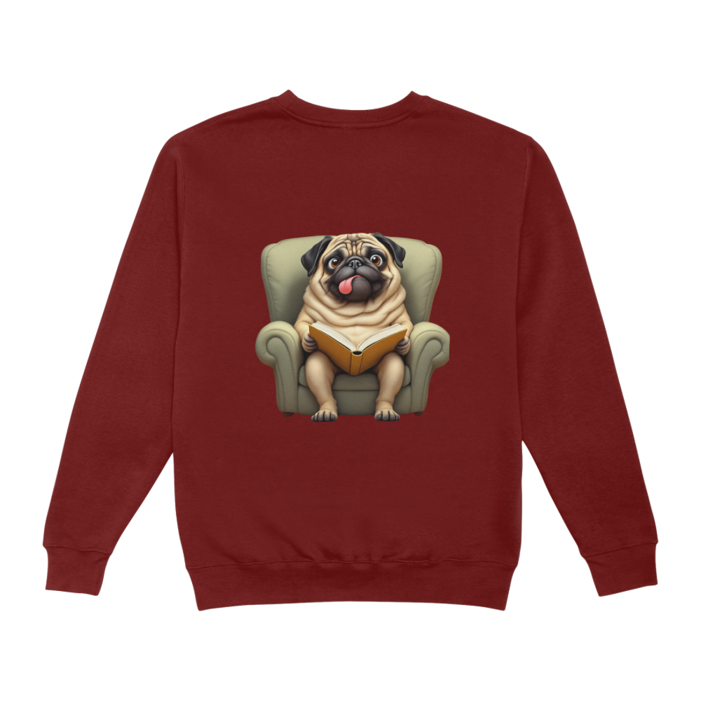 Pug With a Book Sweater