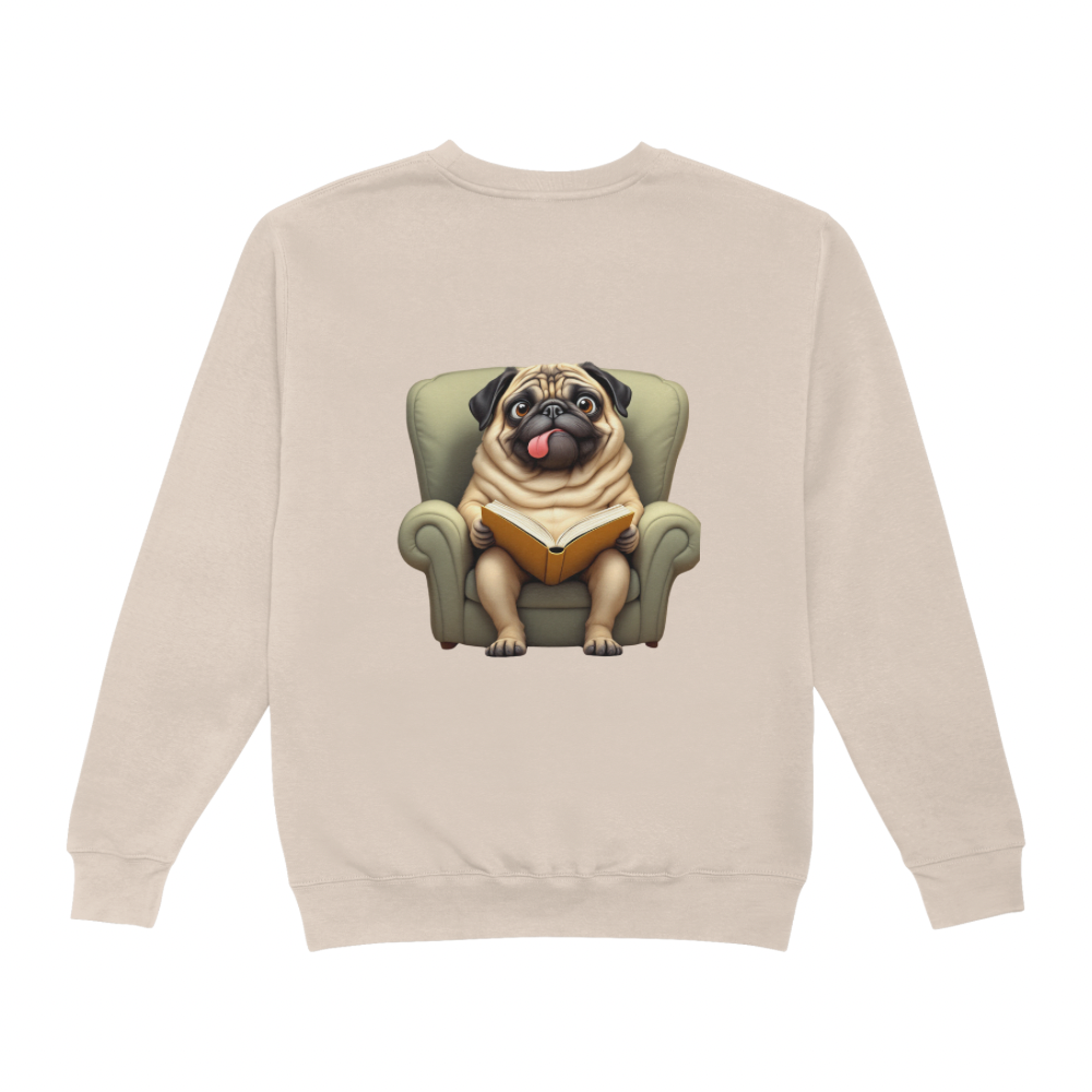 Pug With a Book Sweater