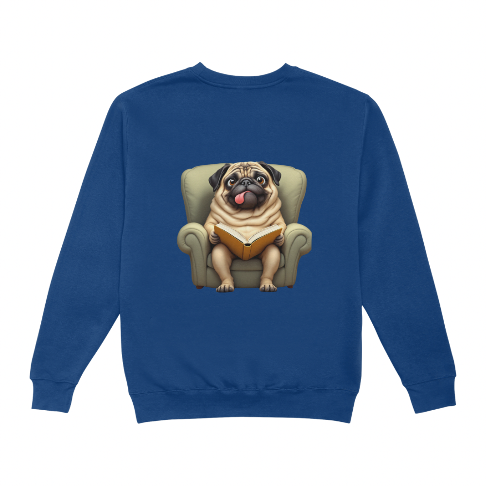 Pug With a Book Sweater