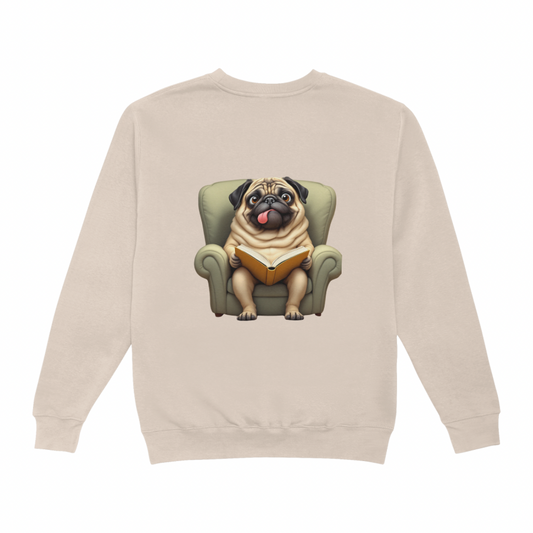 Pug With a Book Sweater